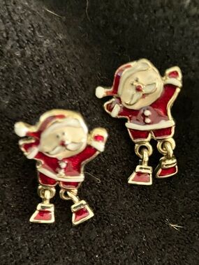 Santa Enamel Earrings with moving boots